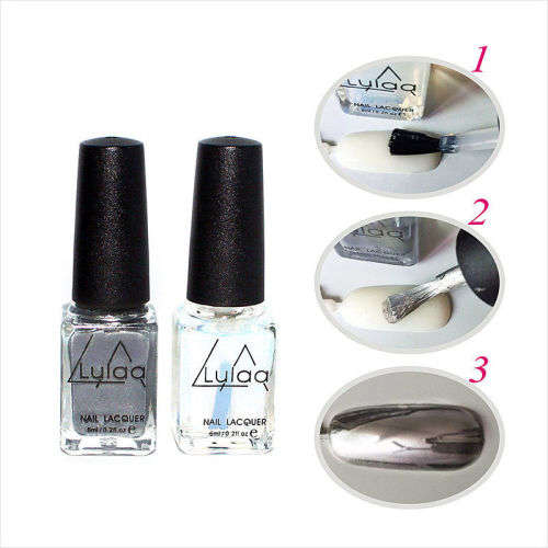 Mirror Effect Nail Polish Varnish & Base Coat 2PC