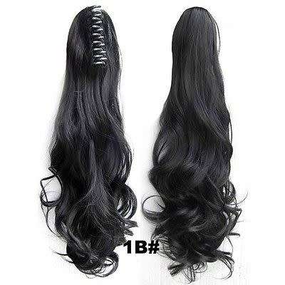 PONYTAIL CLAW CLIP HAIR EXTENSION/PIECE WAVY CURLS 22INCH BLACK &BROWNS