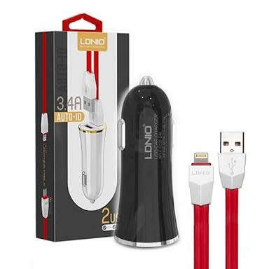 3.4A Dual Usb Car Charger + Lightning Cable