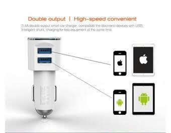 3.4A Dual Usb Car Charger + Lightning Cable