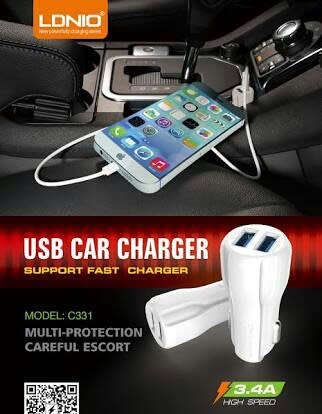 3.4A Dual Usb Car Charger + Lightning Cable