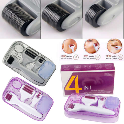 4 in 1 Titanium Derma Roller Kit Micro Needle Therapy Skin Care Scars Pro Kit