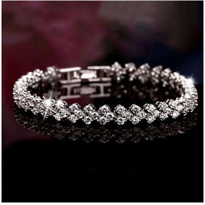 925 Sterling Silver Tennis bracelet Crystal Diamond Bracelets valentines/wedding/birthday gift