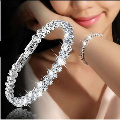 925 Sterling Silver Tennis bracelet Crystal Diamond Bracelets valentines/wedding/birthday gift