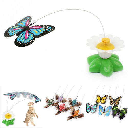 Electric Rotating Butterfly Bird Rod Wire Cat Teaser Play Toy For Pet Cat Kitten