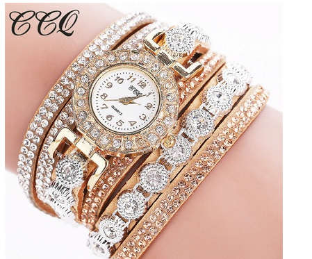 RHINESTONE BRACELET WATCH - GOLD