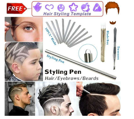 18PC PRECISION HAIR / BEARD /EYEBROW STYLING PEN RAZOR SET