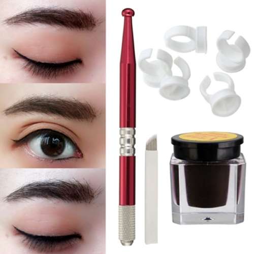 Beginner Microblading Permanent Makeup Tattoo Needle Pigment Ink Ring ruler Kit