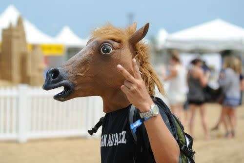 RUBBER HORSE HEAD MASK FANCY DRESS PARTY New year ADULT COSTUME