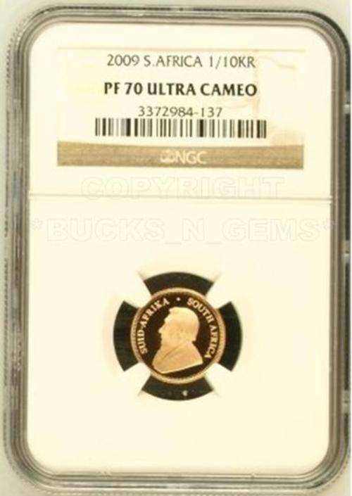 "THE FINEST KNOW"!!!!! 2009 KRUGER RAND 1/10 -NGC GRADED PF70 ULTRA CAMEO