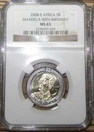 10 x MS65 - MANDELA 2008 B/DAY COINS - MS65 - BID PER COIN