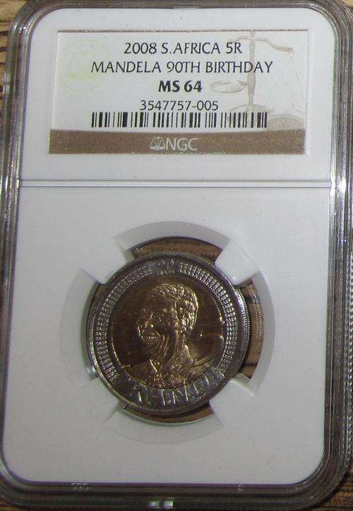 5 x MS64 - MANDELA 2008 B/DAY COINS - MS64 - BID PER COIN