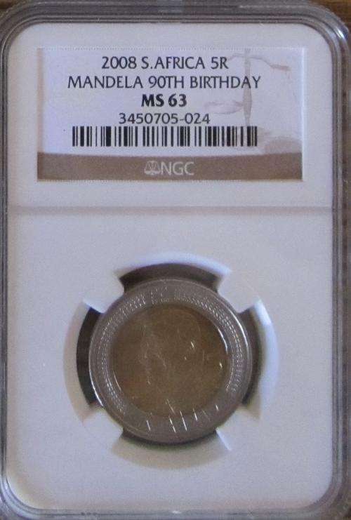 5 x MS63 - MANDELA 2008 B/DAY COINS - MS63 - BID PER COIN