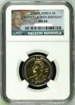 Latest label NGC MS66 Mandela 2008 90th B/day- 4th highest NGC grade in the world !!