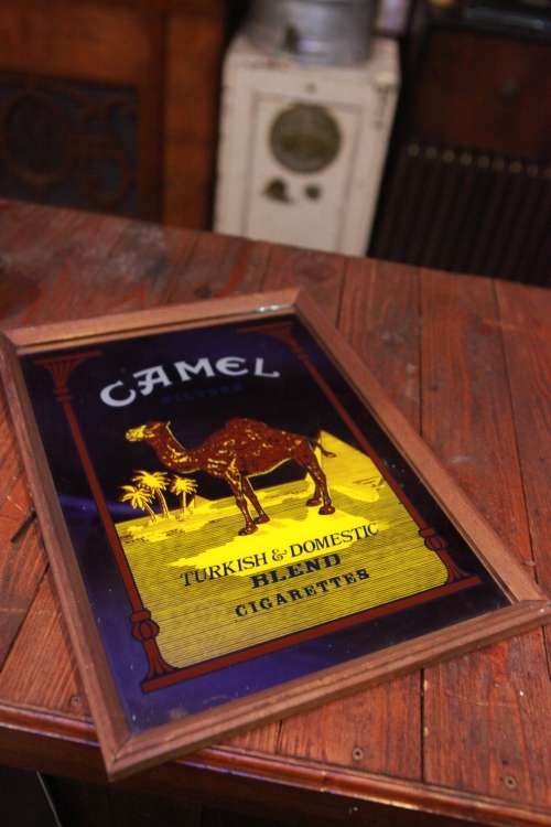 VINTAGE RARE CAMEL BAR MIRROR