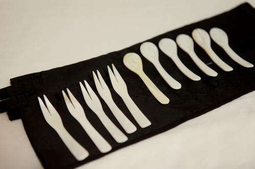 MOTHER OF PEARL SET OF 11 - 5 FORKS AND 6 SPOONS