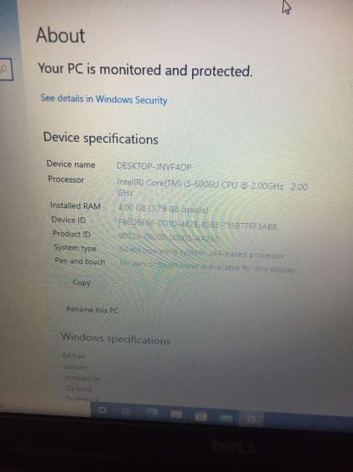 Dell vostro 3568 i3-6006U