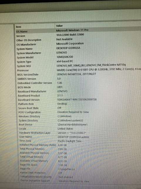 Lenovo M710q thinkcentre i3