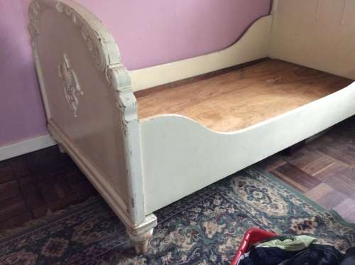 A Beautiful Vintage Sturdy Wooden Single Bed with Lovely Detail.