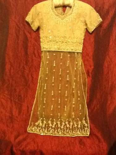 An Very Ornate Beaded Beige Top With Overskirt.