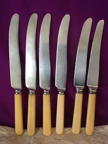 Six Large Bone Handle Knives.