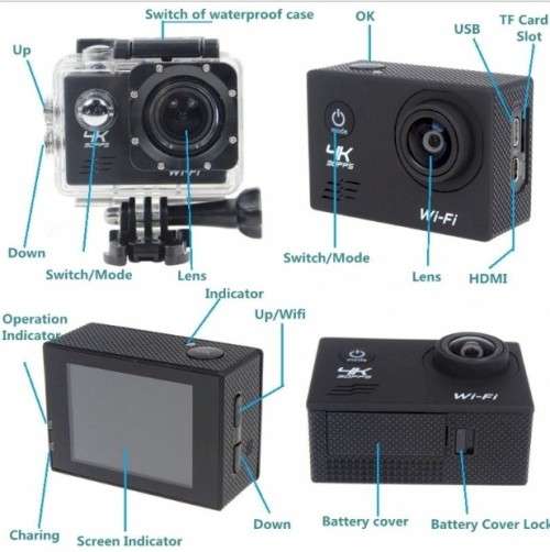 4K Ultra HD 30FPS Action Camera with WiFi and remote - up to 5 hours recording
