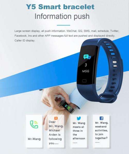 Y5 Sports Fitness Watch with Blood Pressure and Oxygen Level Monitors