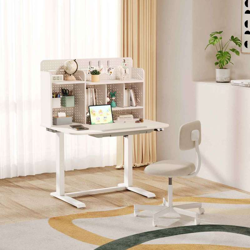 DIYF - Electronic Height Adjustable Study Desk with Shelving