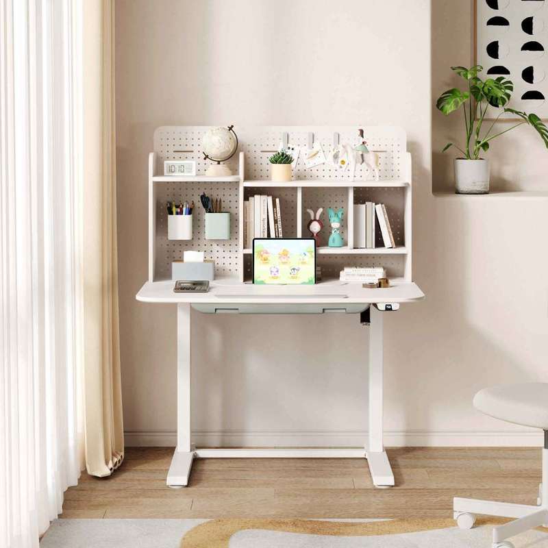 DIYF - Electronic Height Adjustable Study Desk with Shelving
