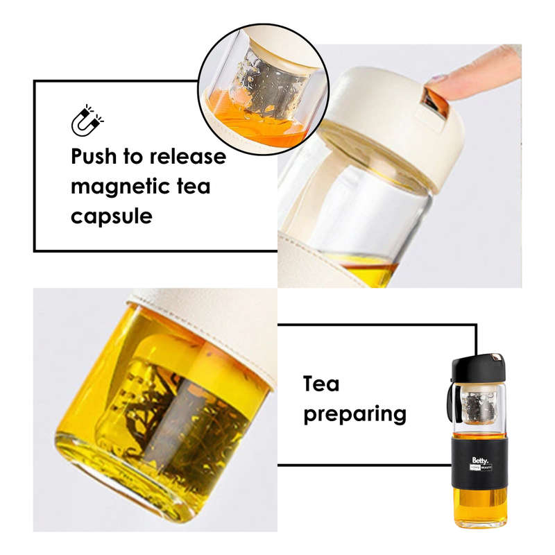 Betty`s Home & Beauty - 450ml Glass Bottle with Magnetic Infuser