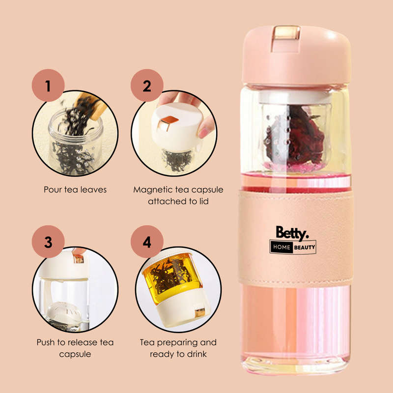 Betty`s Home & Beauty - 450ml Glass Bottle with Magnetic Infuser