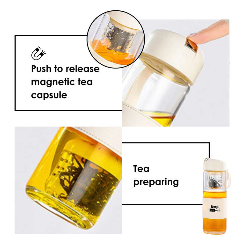 Betty`s Home & Beauty - 450ml Glass Bottle with Magnetic Infuser
