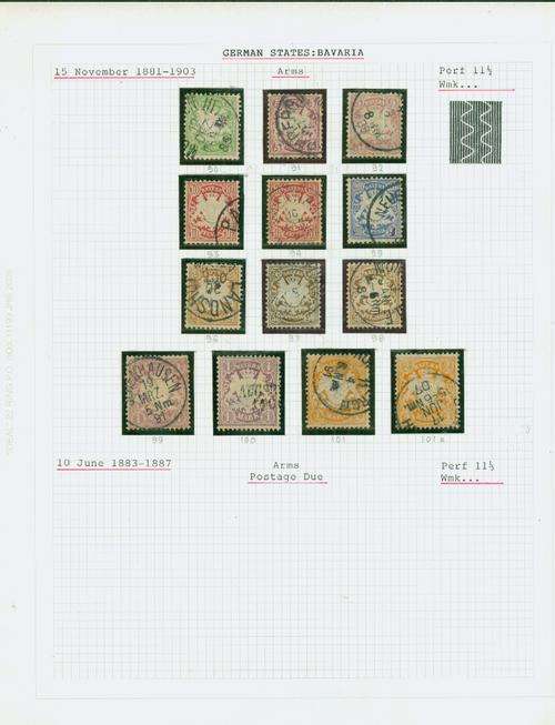 FAUNA- GERMANY BAVARIA LIONS-1881/1903 DIFFICULT SG 90-101a PERF 11.5