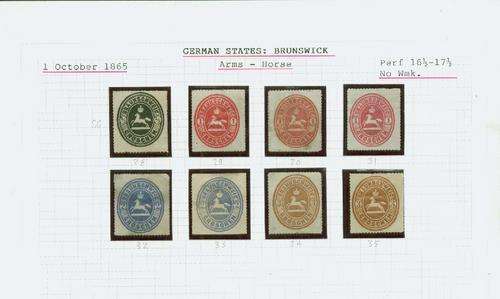 FAUNA- GERMANY BRUNSWICK HORSES 1865 SG 28-35 RARELY OFFERED R960.00+