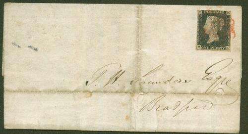 1840-THE FIRST POSTAGE STAMP-PENNY BLACK ON COVER-VERY SCARCE !!
