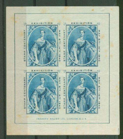 1940-SCARCE STAMP CENT.EXHIBITION MINI SHEET-READ BELOW