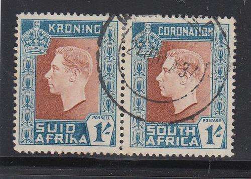 SA-CORONATION SHILLING PAIR" HYPHEN OMITTED" SCARCE FINE USED !! R1900.00