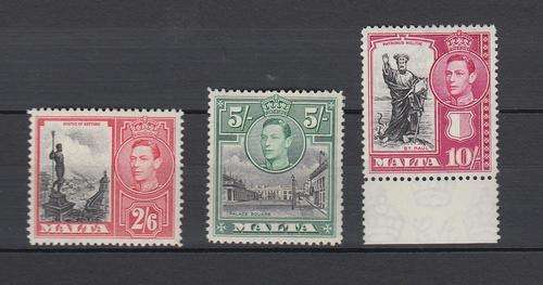 MALTA-KGVI 3 TOP VALUES VERY FINE UNMOUNTED MINT-R725.00