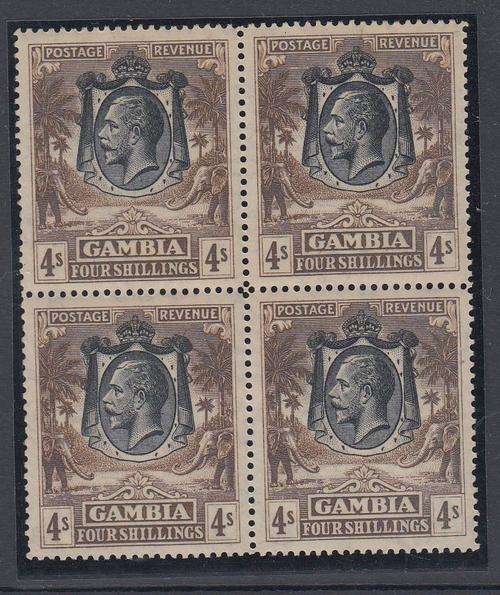 GAMBIA-SG 140 VERY FINE UNMOUNTED MINT 4 SHILLING BLOCK