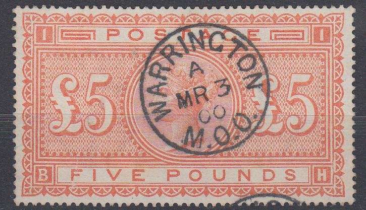 GB-RARE SG 137 FIVE POUND ORANGE !!! A DREAM STAMP FOR THE INVESTMENT COLLECTOR-SEE BELOW