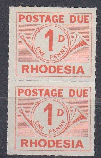 RHODESIA- SACC 1b POSTAGE DUE PAIR UNMOUNTED MINT-SEE BELOW R120.00
