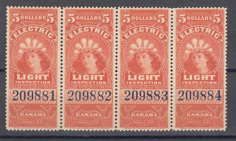 CANADA- 1897-SUPERB AND VERY SCARCE QV 5 DOLLARS LIGHT INSPECTION STRIP !!!!