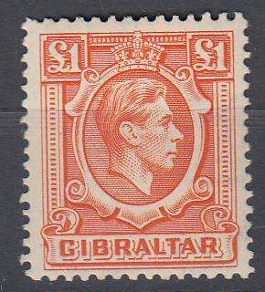 GIBRALTAR-KGVI SG 131 SUPERB MINT-VERY LIGHT HINGE REM.  R685.00