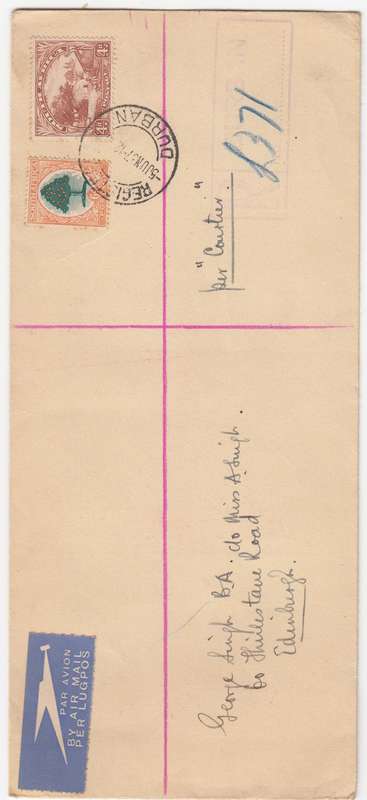 UNION-SCARCE 1937 COVER CARRIED BY " COURTIER FLYING BOAT " TO UK !!