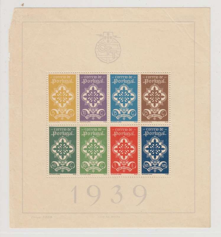 PORTUGAL-RARE 1939 MINI SHEET-SELDOM SEEN-SEE BELOW    740 POUNDS