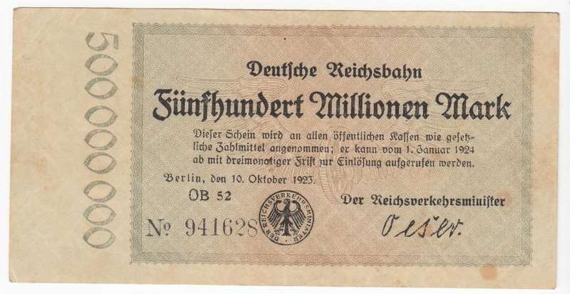 GERMANY-INFLATION NOTE 1923