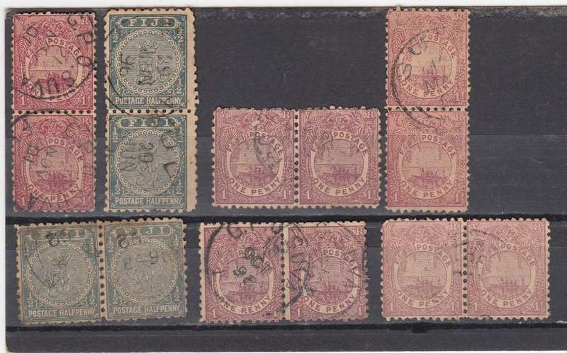FIJI-EARLY SCARCE LOT OF PAIRS-NICE STUDY LOT PERF CHANGES ETC !!