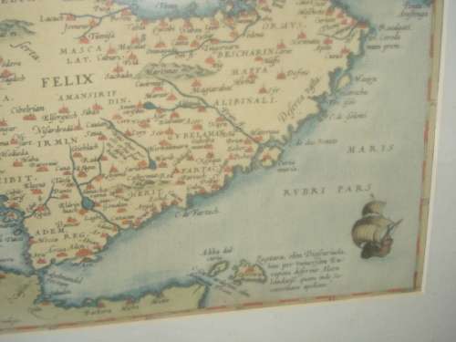 STUNNING HARD WOOD FRAMED VERY OLD MAP-SAUDI ARABIA AREA OF THE MED.