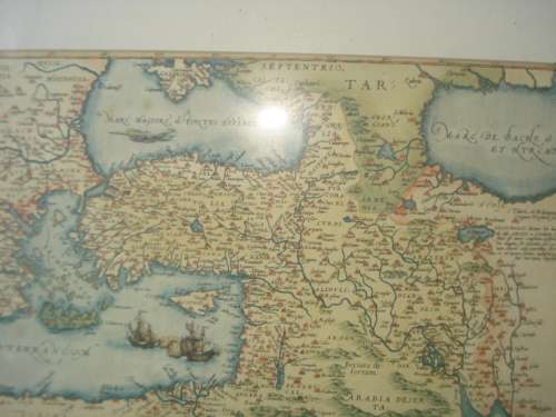 STUNNING HARD WOOD FRAMED VERY OLD MAP-SAUDI ARABIA AREA OF THE MED.