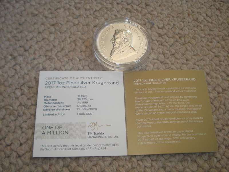 SUPERB PREMIUM UNCIRCULATED 2017 ONE OUNCE KRUGER RAND FINE SILVER WITH PRIVY MARK-SEE BELOW